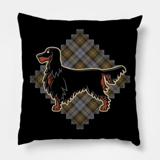 Gordon Setter Icon over Weathered Gordon Tartan Pillow