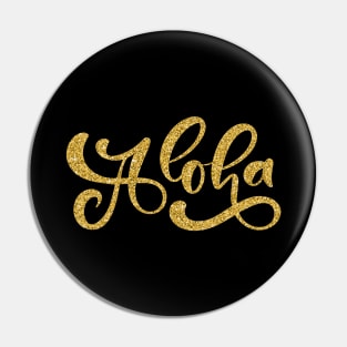 Hawaii / Aloha lettering / Gold Pin