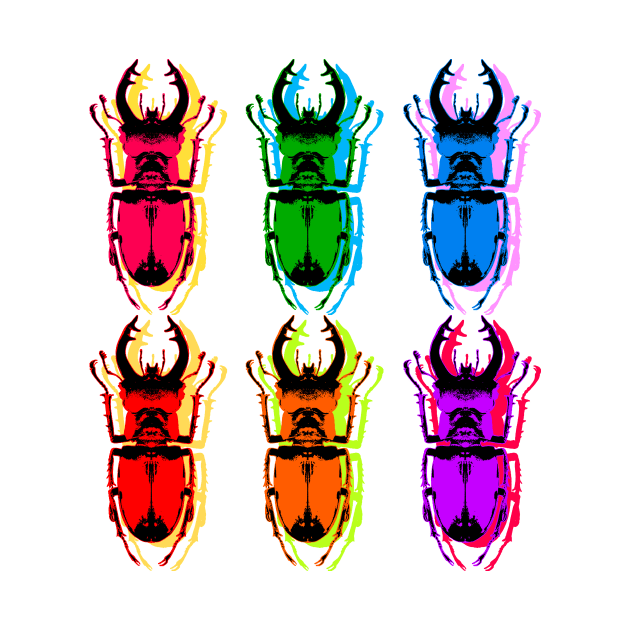 stag beetle colorful popart by denpoolswag