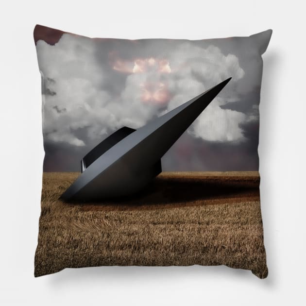 Retro Sci - fi. Crashed UFO Pillow by rolffimages