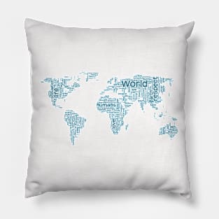 World Map Travel Text Word Cloud Pillow