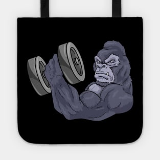 Gorilla as bodybuilder with barbell Tote