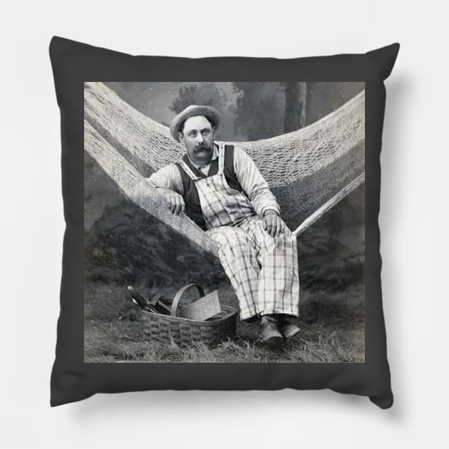 Carpenter In Plaid Pillow by Vintage Photos