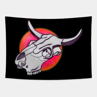 Cow occult skull in red circle Tapestry