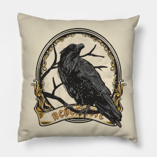 Dark Gothic Raven - EAP Nevermore Vintage Frame 1 Pillow