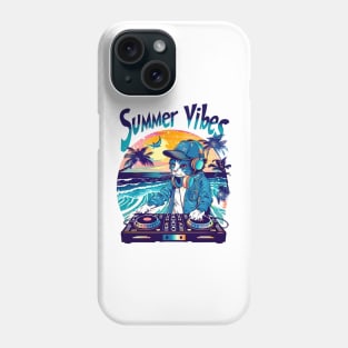 Summer Vibe DJ Cat 80s 90s Kitten Sunset Rainbow Cat Kitty Phone Case