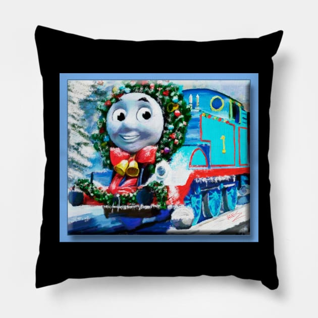 Christmas Thomas the tank engine Pillow by jsart2020