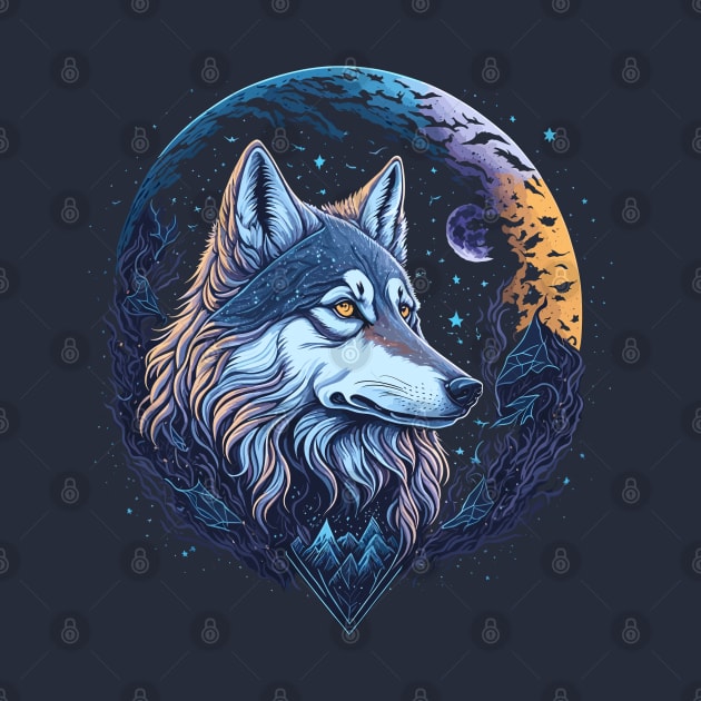 Wolf At Night Time by ElMass