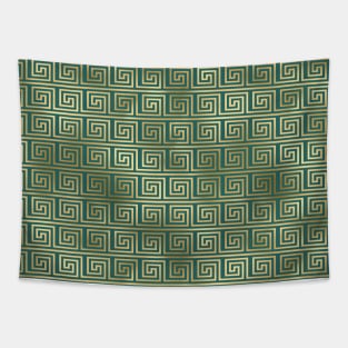 Teal and Gold Vintage Art Deco Greek Key Pattern Tapestry