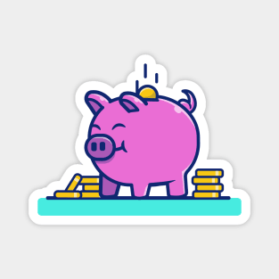 Cute Pig With Gold Coins Money Magnet