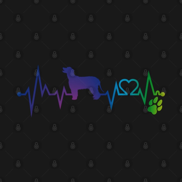 Irish Water Spaniel Colorful Heartbeat, Heart & Dog Paw by kimoufaster