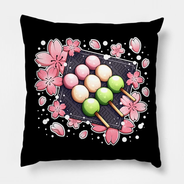 Sakura Dango Dreams Pillow by Clocksy