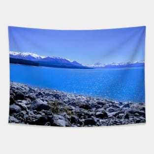 Bright Blue Mountain View Lake Tapestry