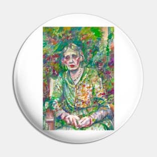 VIRGINIA WOOLF in the garden - watercolor portrait Pin