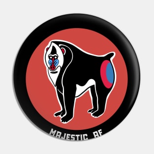 Mandrill monkey. Funny majestic dude. Stylized design Pin