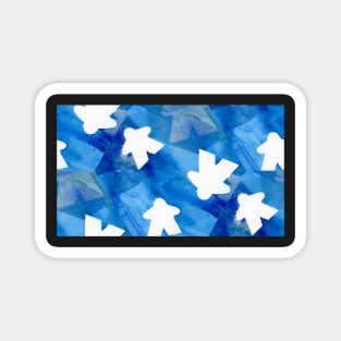 Bold Blue Board Game Meeples Pattern Magnet