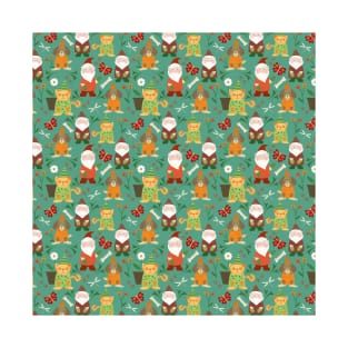 Pet Gnomes Pattern Teal T-Shirt