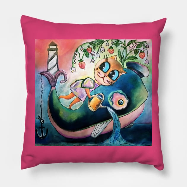 Whimsical Aquarius Kittie Pillow by AngelicaBO