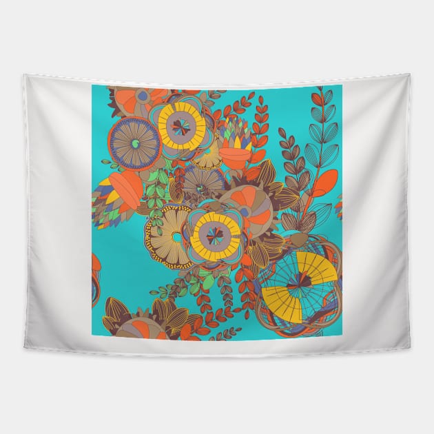 Abstract Floral Neck Gator Groovy Floral Abstract Tapestry by DANPUBLIC