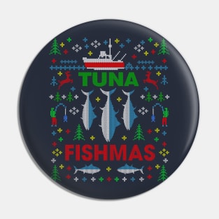 Funny Tuna Fishing Tuna Fishmas Tuna Fishing Ugly Christmas Sweater Shirt Pin