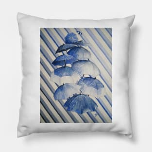 Umbrella Rainy Day Blues Pillow