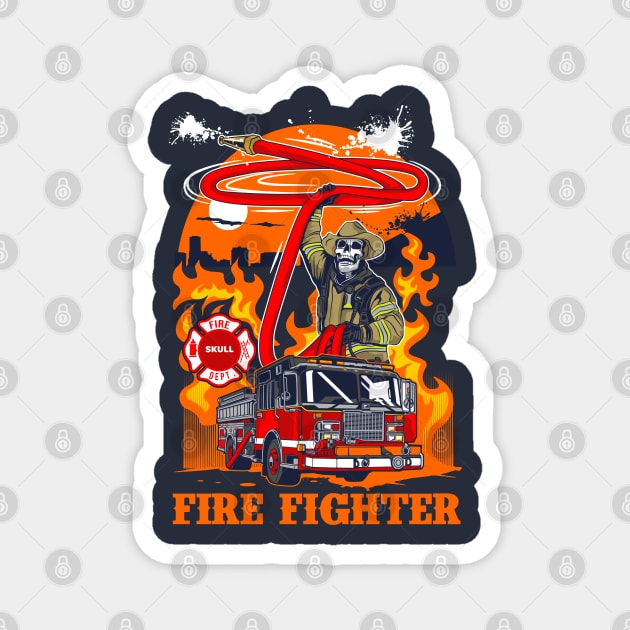 FIRE FIGHTER SKULL Magnet by beanbeardy