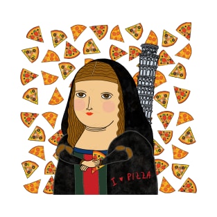 Mona Lisa loves Pizza T-Shirt