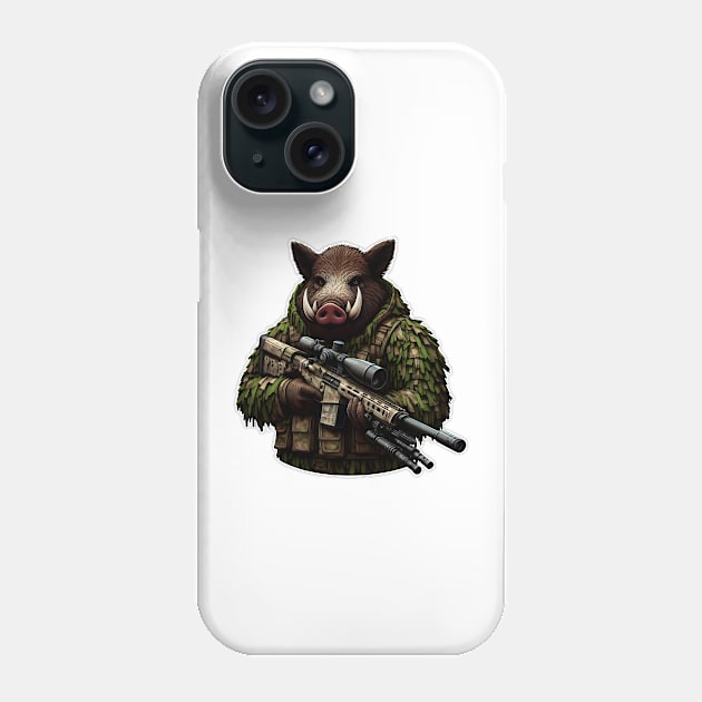 Sniper Wild Boar Phone Case by Rawlifegraphic