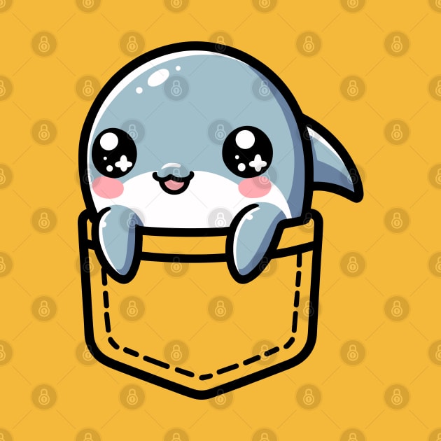 Baby Dolphin in Pocket Cute Kawaii Sea Animal Peeking by Cuteness Klub