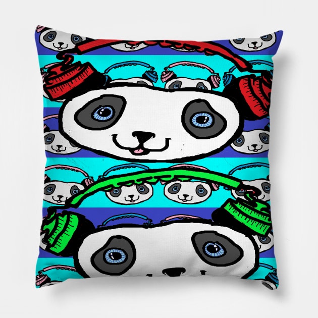 Panda,D.J.Vinyl,Graffiti Panda by LowEndGraphics Pillow by LowEndGraphics