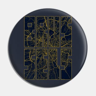 Brussels, Belgium City Map Typography - Gold Art Deco Pin