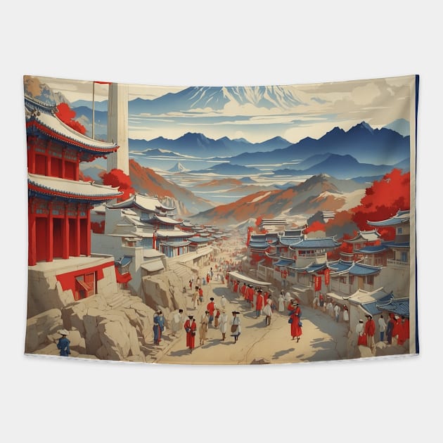 Uijeongbu South Korea Travel Tourism Retro Vintage Tapestry by TravelersGems