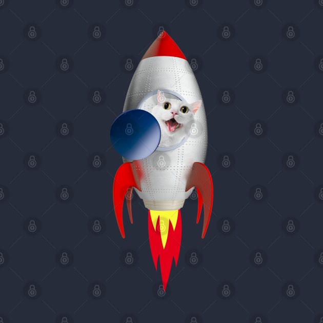 Funny Rocket Kitty (White Kitty) by leBoosh-Designs