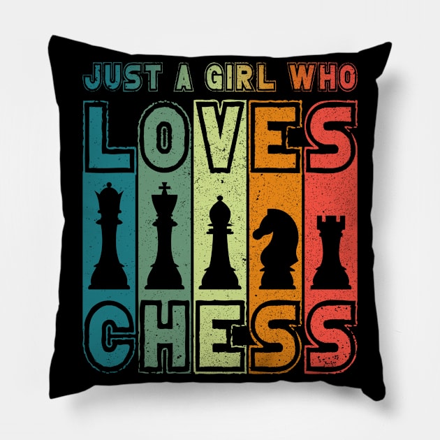 Chess Girl Just A Girl Who Loves Chess Pieces Pillow by auviba-design