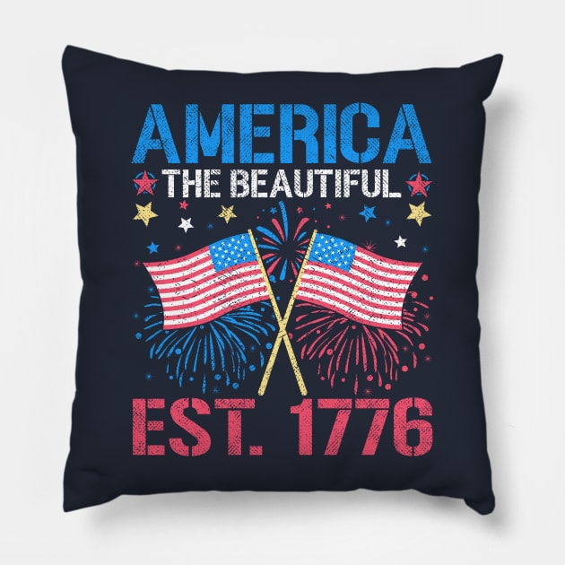 America The Beautiful 1776 Pillow by Etopix