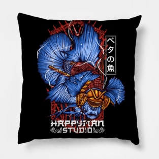 Blue Samurai Betta Fish Pillow