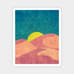 Camels in desert minimalism Magnet