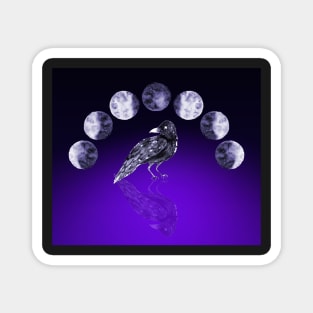 moon phase raven Magnet