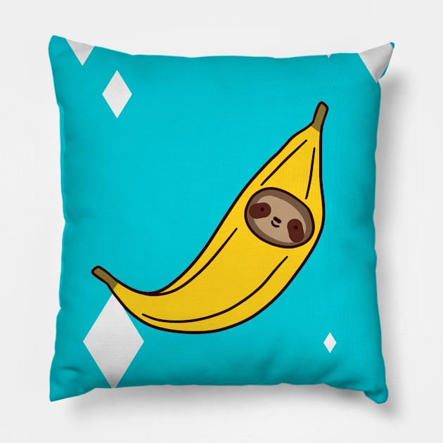 "Happy Birthday" Banana Sloth Face Pillow by saradaboru