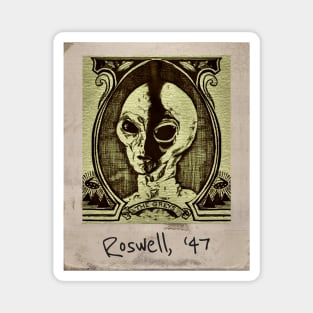 The Greys - Alien Dollar Portrait, Roswell 1947 Magnet