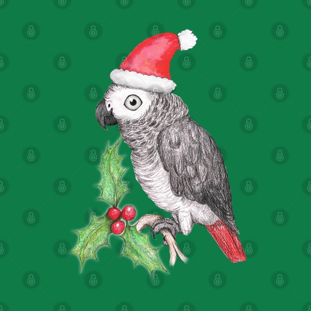 Christmas African grey parrot by Bwiselizzy