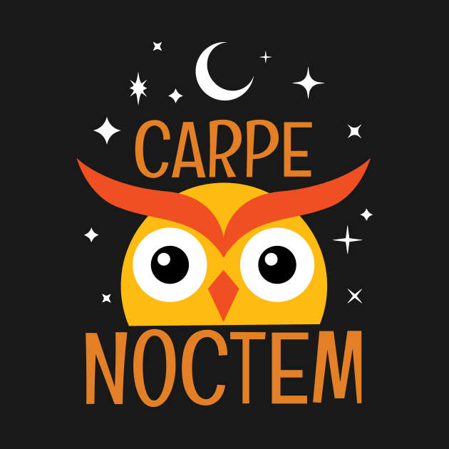 Carpe Noctem III - Seize The Night - Latin Quotes Phrase - Cute Funny Owl by WIZECROW