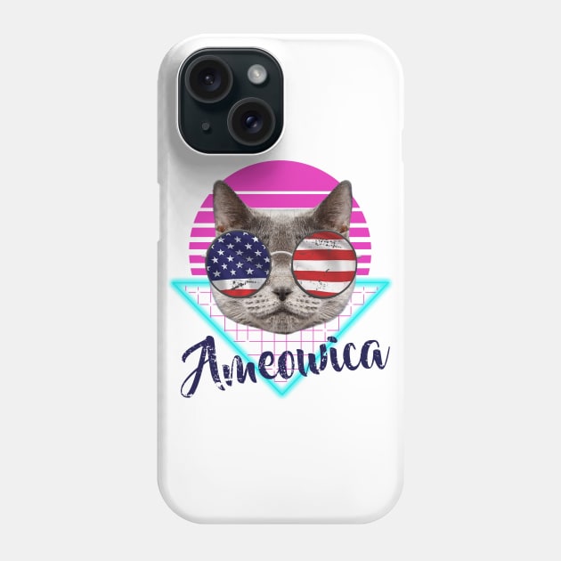 Ameowica Cat Sunglasses triangle with text Blue Phone Case by gerasute