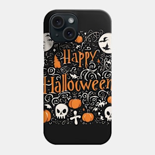 Happy Halloween typography poster with handwritten calligraphy text  illustration Phone Case