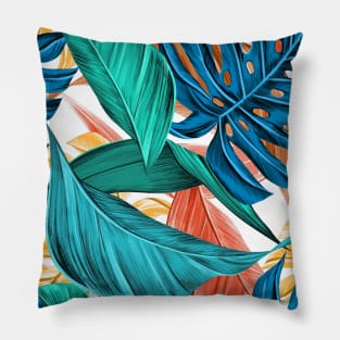 Tropical leaves on white Pillow