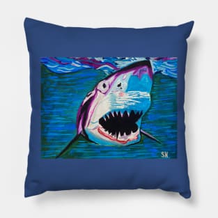 Surfside Shark Watercolor Pillow