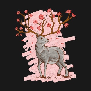 Cherry Blossom Deer Sakura T-Shirt