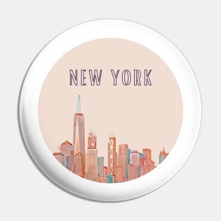 New York City (Manhattan) Skyline in Pink Pin