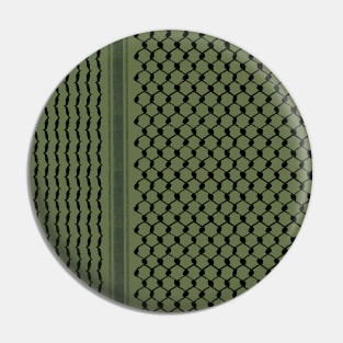 Palestinian Hatta Kufiya Folk Pattern #2-Olive Green, Palestine Arabic Traditional Keffiyeh Design Pin