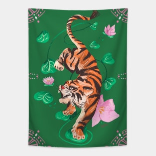 Tiger - Green by Cindy Rose Studio Tapestry